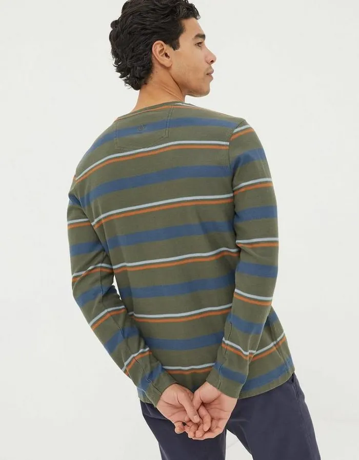 Men FatFace Men039s Sale Long Sleeve Stripe Pocket Crew Washed Green