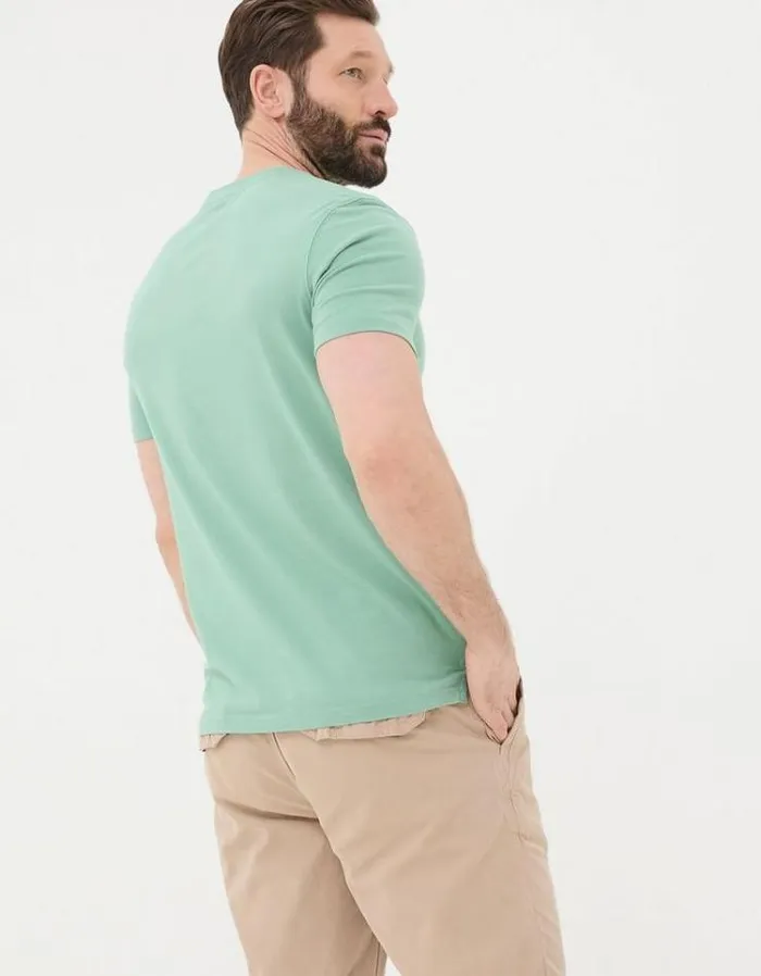 Men FatFace Nightwear and Loungewear Lulworth Organic Crew T Shirt Mint Green
