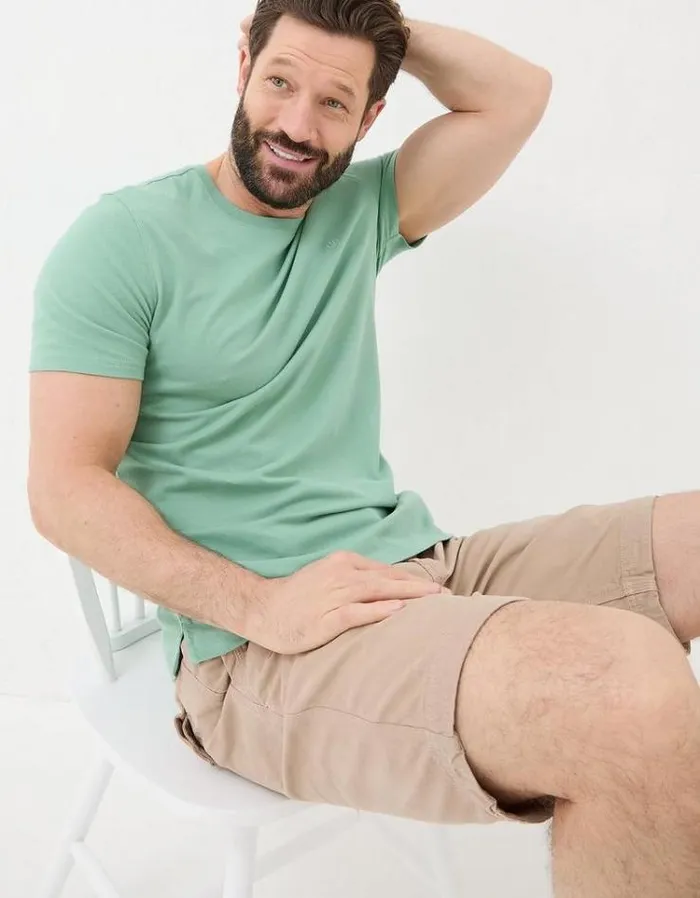 Men FatFace Nightwear and Loungewear Lulworth Organic Crew T Shirt Mint Green
