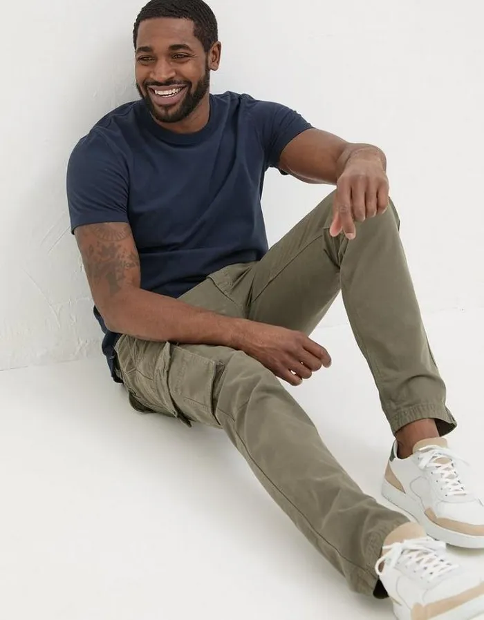 Men FatFace Pants and Chinos Breakyard Cargo Pants Olive Green