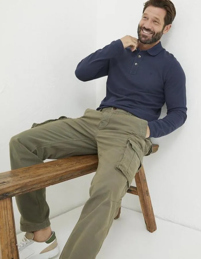 Men FatFace Pants and Chinos Breakyard Cargo Pants Olive Green