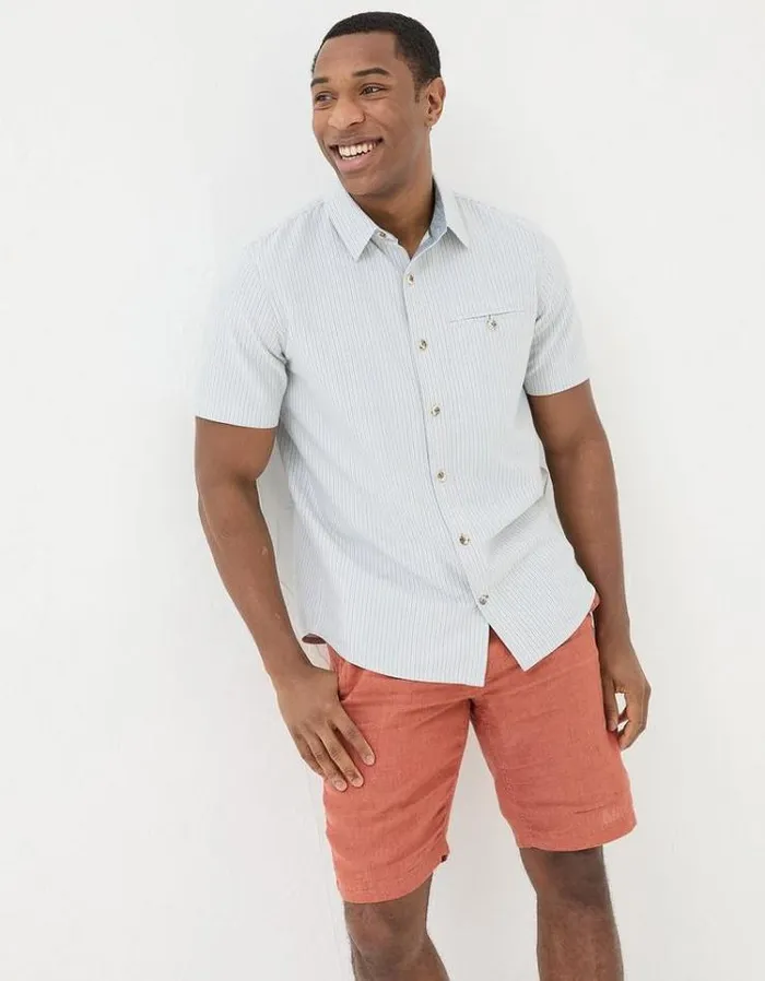Men FatFace Shirts Whaley Stripe Shirt Blue