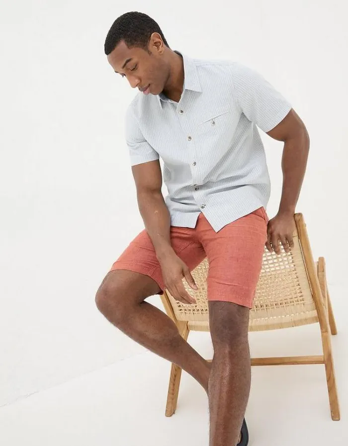 Men FatFace Shirts Whaley Stripe Shirt Blue