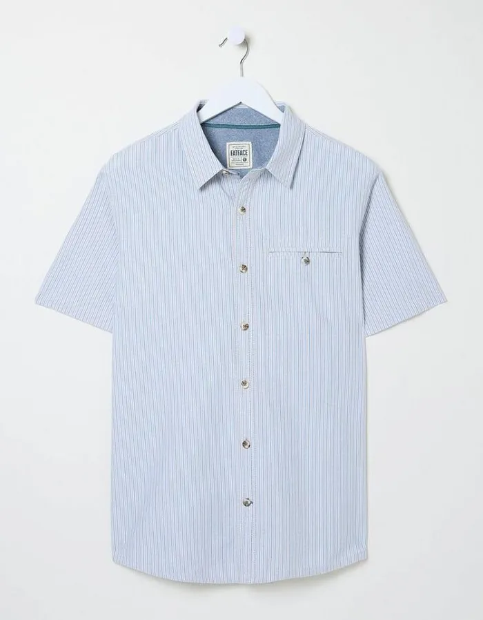 Men FatFace Shirts Whaley Stripe Shirt Blue