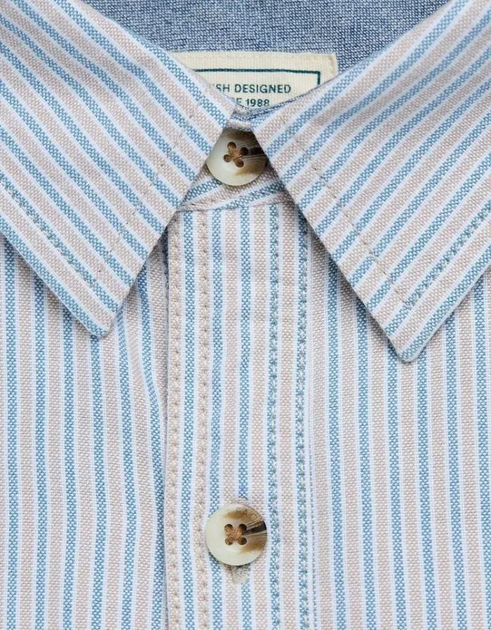 Men FatFace Shirts Whaley Stripe Shirt Blue