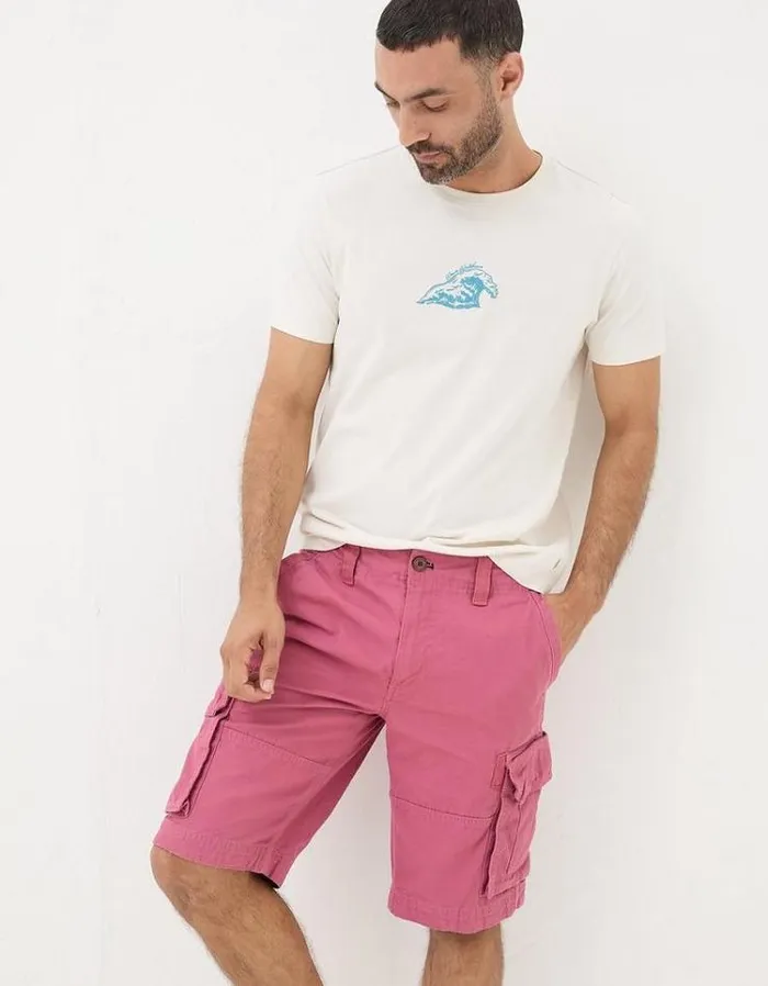 Men FatFace Shorts Breakyard Organic Cotton Cargo Shorts Pink