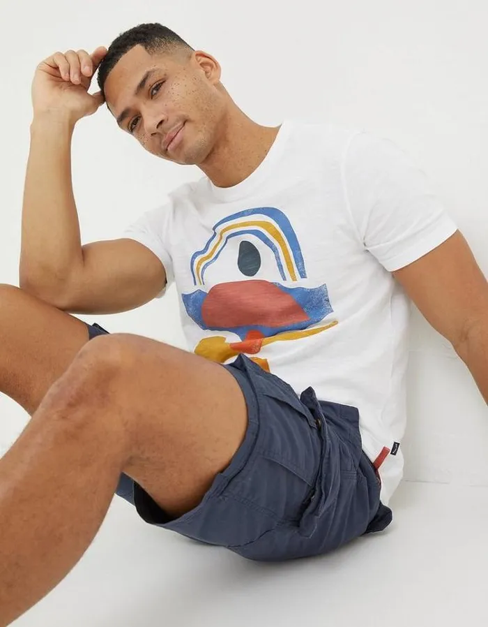 Men FatFace Shorts Bude Lightweight Cargo Shorts Navy