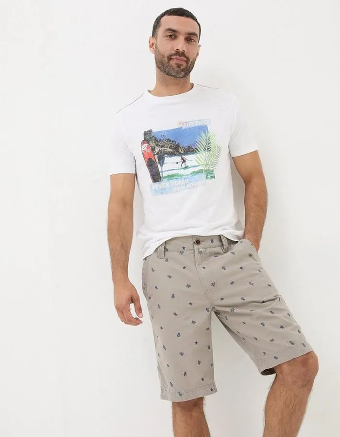 Men FatFace Shorts Cove Embroidered Turtle Shorts Grey