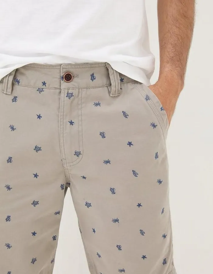 Men FatFace Shorts Cove Embroidered Turtle Shorts Grey