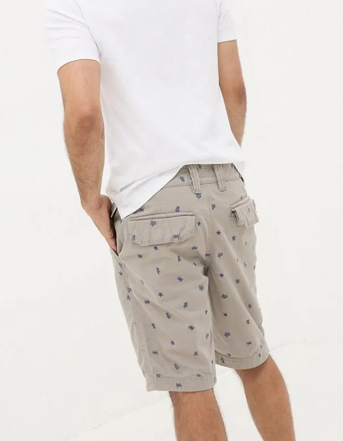 Men FatFace Shorts Cove Embroidered Turtle Shorts Grey