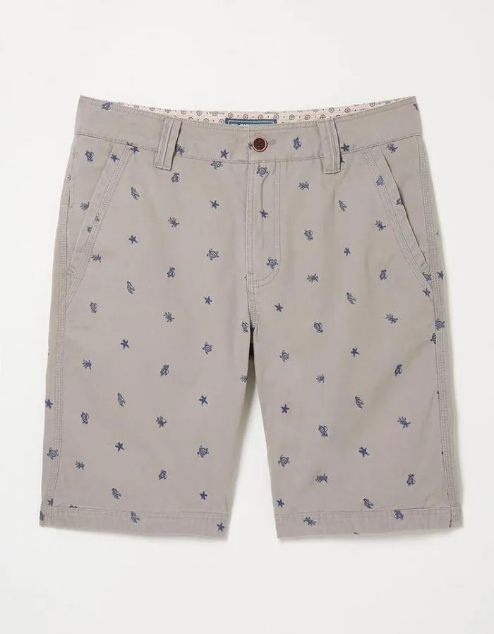 Men FatFace Shorts Cove Embroidered Turtle Shorts Grey