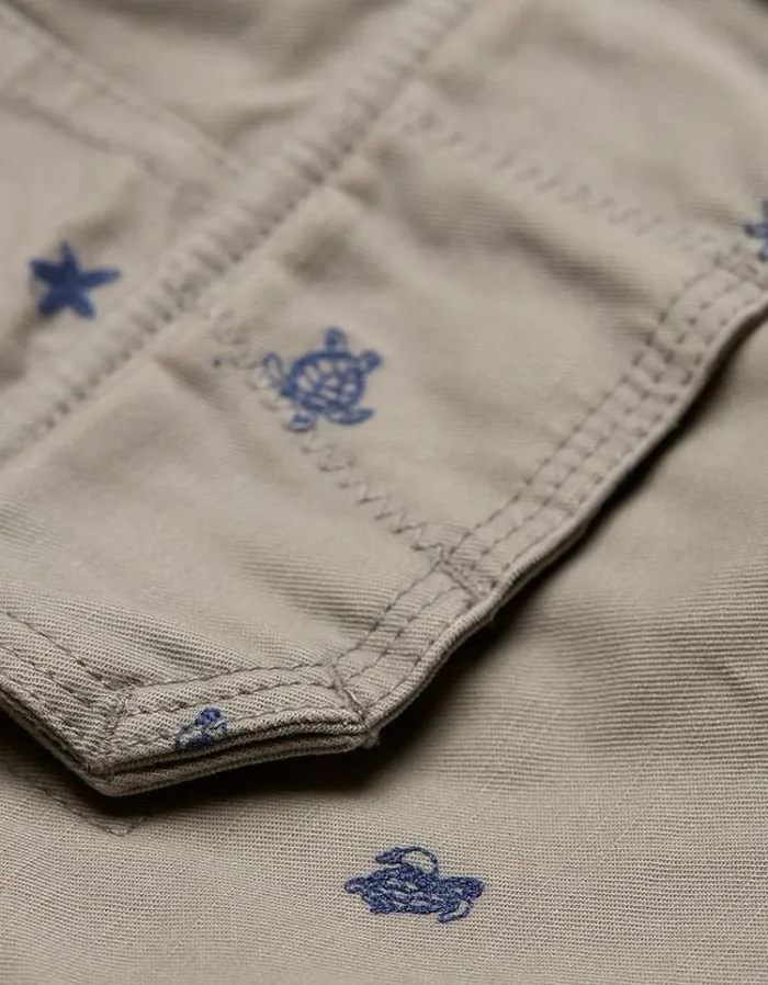 Men FatFace Shorts Cove Embroidered Turtle Shorts Grey