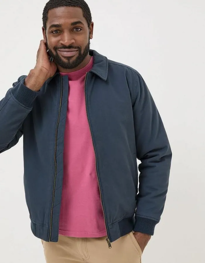 Men FatFace Tall Collection Chester Bomber Jacket Navy