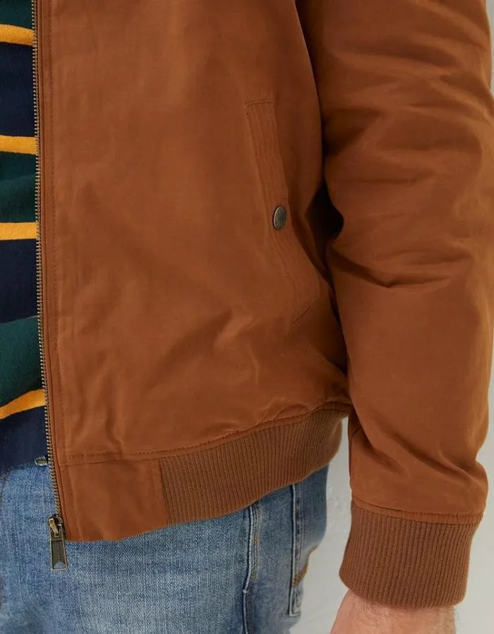 Men FatFace Tall Collection Newlyn Cotton Bomber Jacket Light Brown