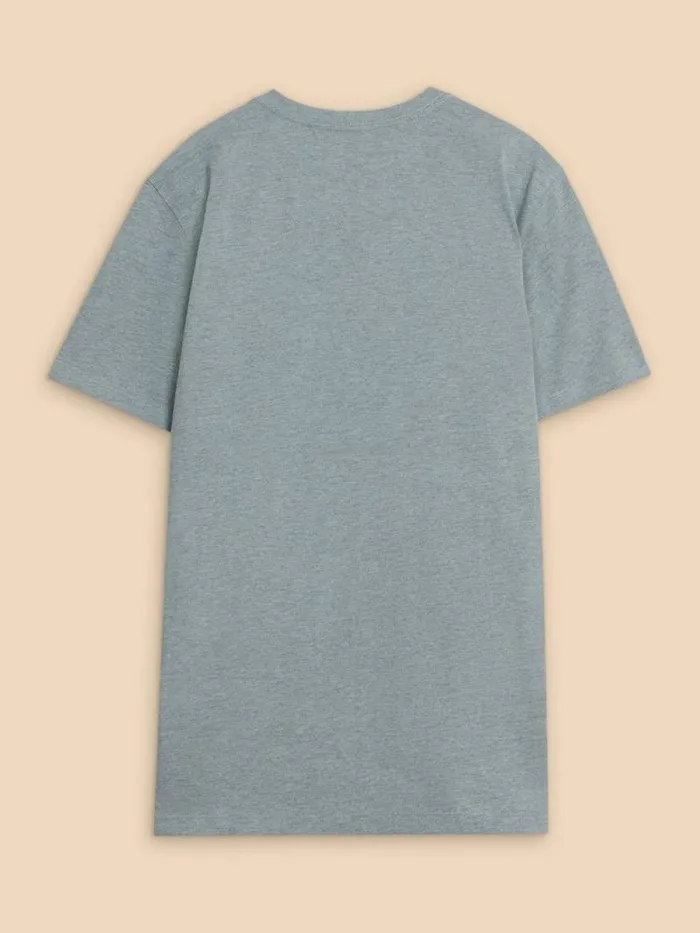 Men Fish Graphic Short Sleeve Tee Denim Print White Stuff TShirts