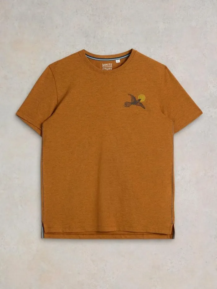 Men Hawk Graphic Tee Orange Print White Stuff TShirts Men Hawk Graphic Tee Orange Print White Stuff TShirts