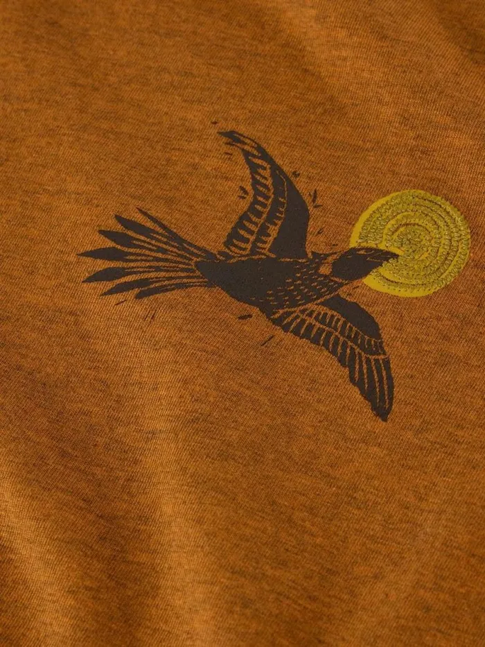 Men Hawk Graphic Tee Orange Print White Stuff TShirts Men Hawk Graphic Tee Orange Print White Stuff TShirts