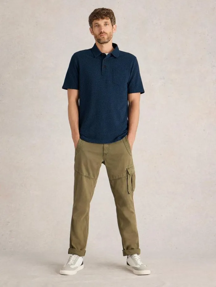 Men Jacquard Polo Dark Navy White Stuff Polo Shirts