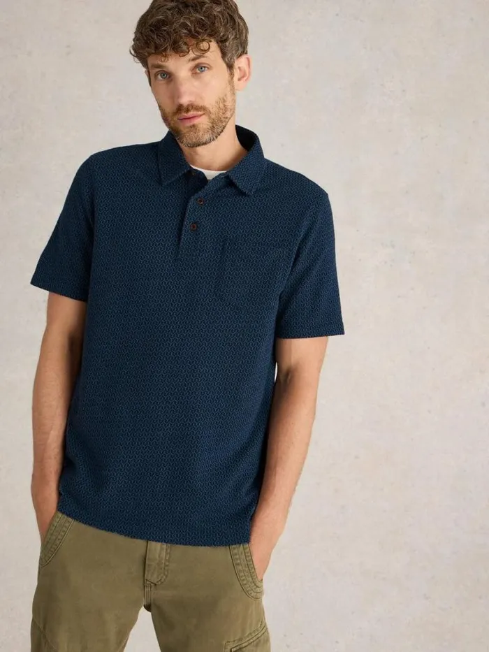 Men Jacquard Polo Dark Navy White Stuff Polo Shirts Men Jacquard Polo Dark Navy White Stuff Polo Shirts