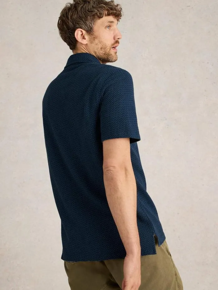Men Jacquard Polo Dark Navy White Stuff Polo Shirts Men Jacquard Polo Dark Navy White Stuff Polo Shirts
