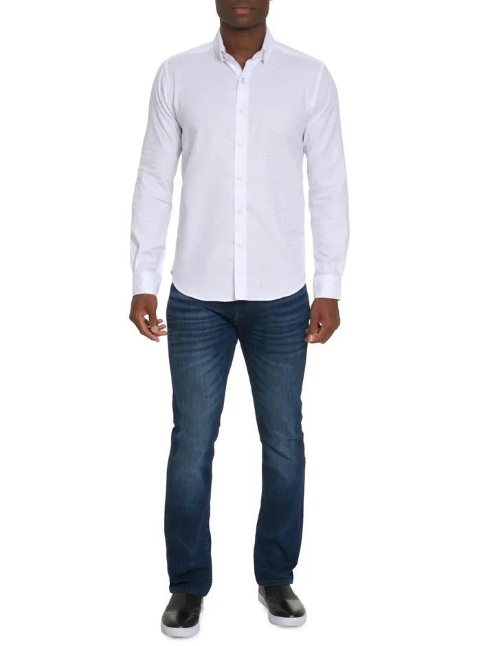 Men Long Sleeve Button Down Shirts Robert Graham AMORY LONG SLEEVE BUTTON DOWN SHIRT White