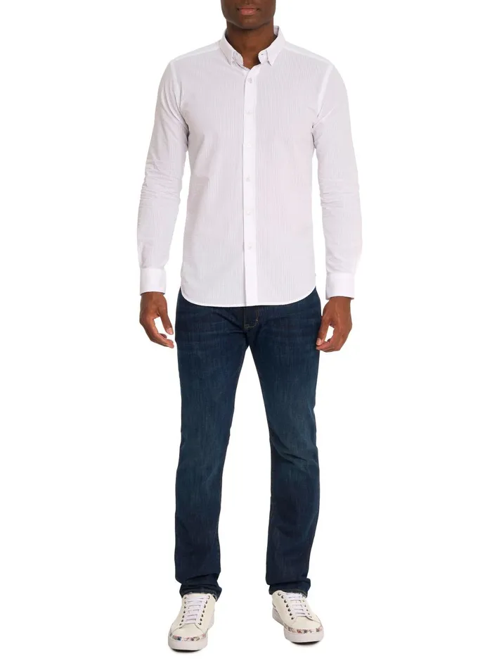 Men Long Sleeve Button Down Shirts Robert Graham ANDREWS LONG SLEEVE BUTTON DOWN SHIRT White