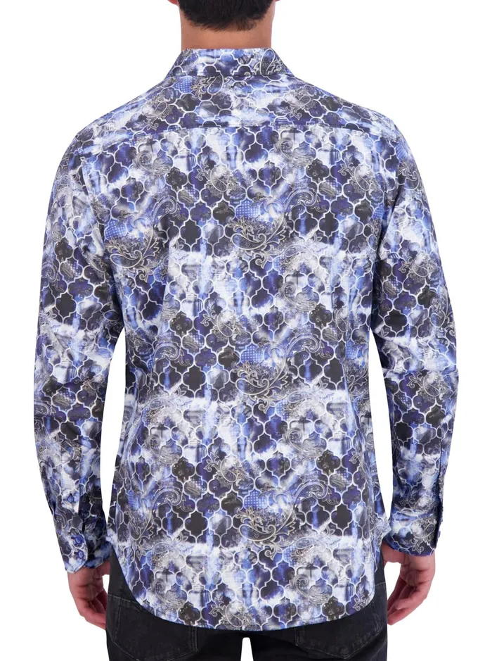 Men Long Sleeve Button Down Shirts Robert Graham BUCKNER LONG SLEEVE BUTTON DOWN SHIRT Black
