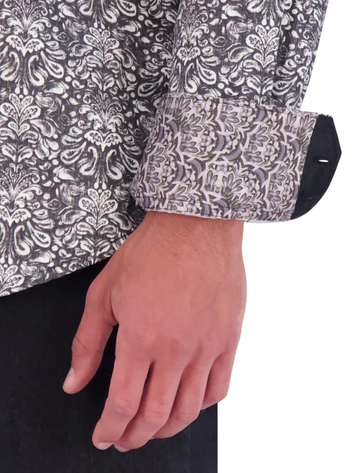 Men Long Sleeve Button Down Shirts Robert Graham DAWSON LONG SLEEVE BUTTON FRON SHIRT Black