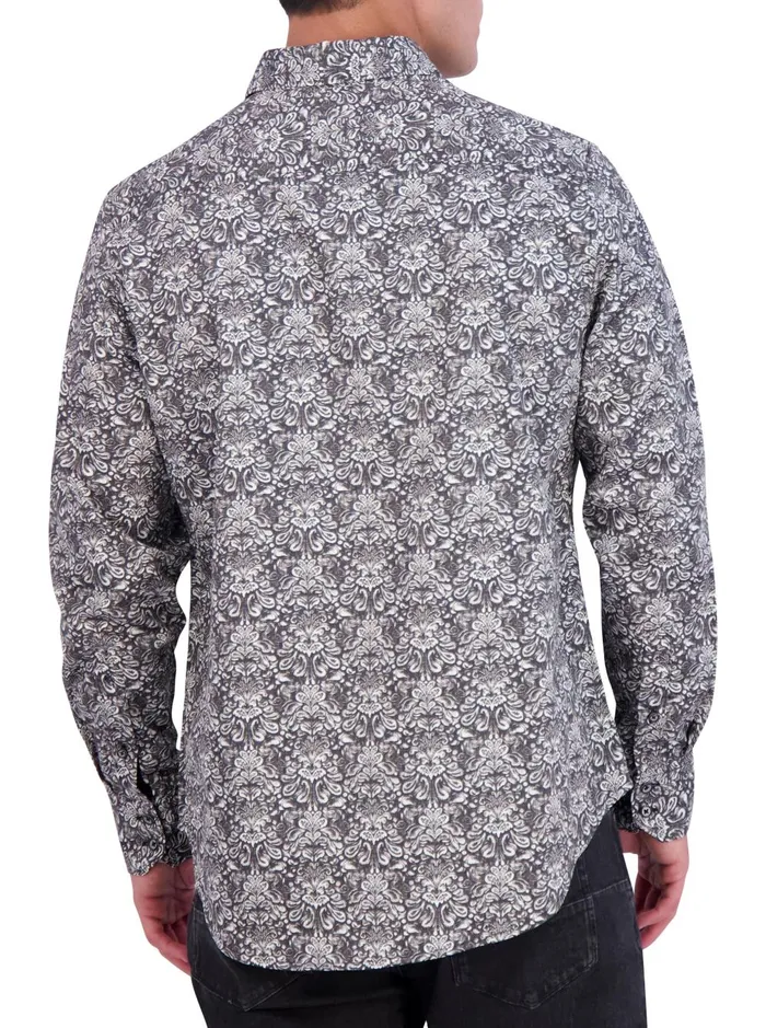 Men Long Sleeve Button Down Shirts Robert Graham DAWSON LONG SLEEVE BUTTON FRON SHIRT Black