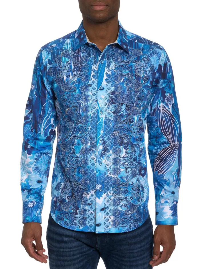 Men Long Sleeve Button Down Shirts Robert Graham LIMITED EDITION FLORAL ESCAPE BUTTON FRONT SHIRT Blue Men Long Sleeve Button Down Shirts Robert Graham LIMITED EDITION FLORAL ESCAPE BUTTON FRONT SHIRT Blue