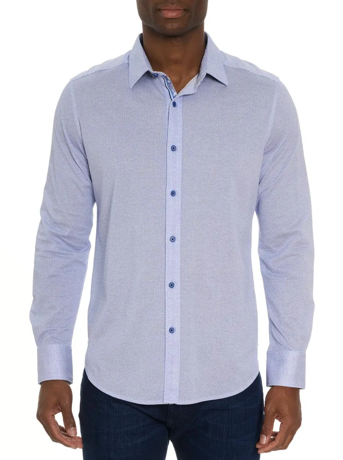 Men Long Sleeve Knits Robert Graham PIRLO MOTION LONG SLEEVE KNIT BUTTON DOWN SHIRT Blue