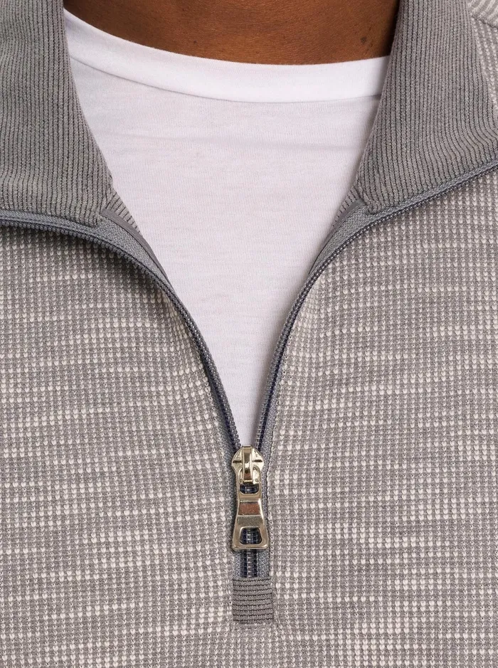 Men Long Sleeve Knits Robert Graham SPEILBERG 14 ZIP LONG SLEEVE KNIT Light Grey
