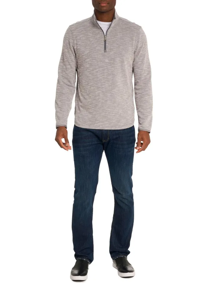 Men Long Sleeve Knits Robert Graham SPEILBERG 14 ZIP LONG SLEEVE KNIT Light Grey