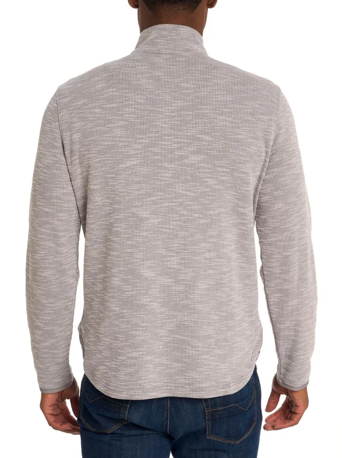 Men Long Sleeve Knits Robert Graham SPEILBERG 14 ZIP LONG SLEEVE KNIT Light Grey