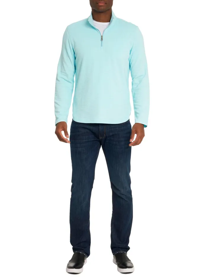 Men Long Sleeve Knits Robert Graham SPEILBERG 14 ZIP LONG SLEEVE KNIT Light Grey