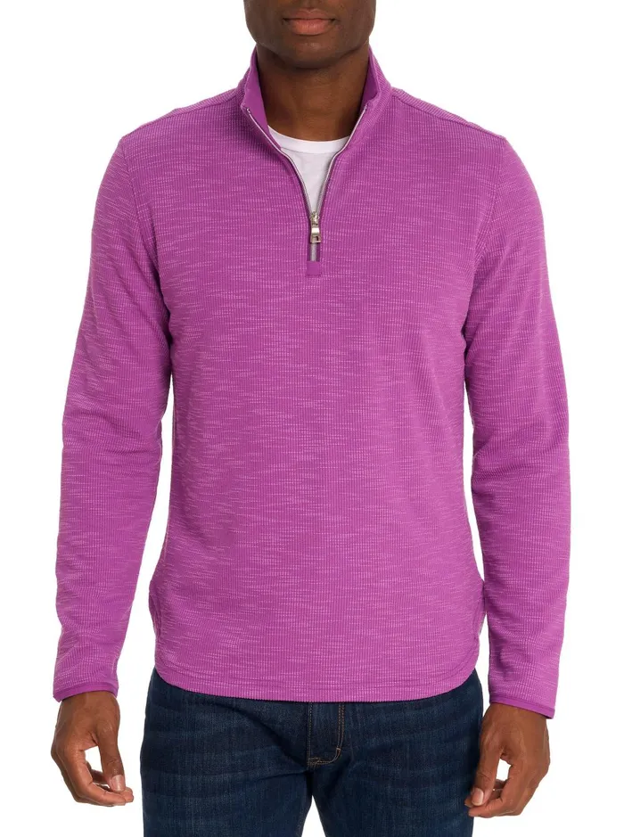 Men Long Sleeve Knits Robert Graham SPEILBERG 14 ZIP LONG SLEEVE KNIT Light Grey