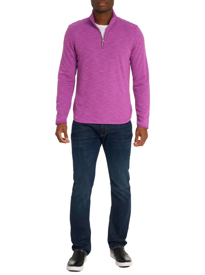 Men Long Sleeve Knits Robert Graham SPEILBERG 14 ZIP LONG SLEEVE KNIT Light Grey