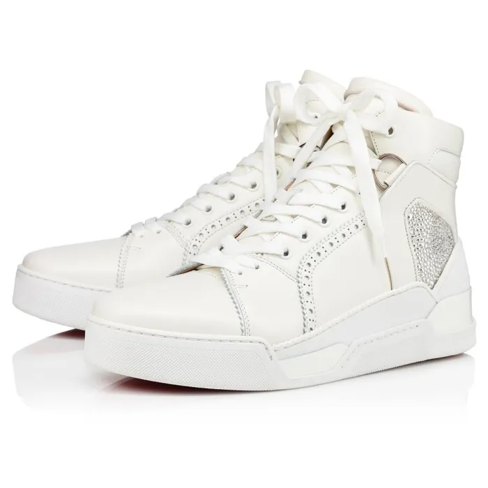 Men Loubikick Strass Hightop Sneakers 8211 Calf Leather 8211 White Christian Louboutin Sneakers Men Loubikick Strass Hightop Sneakers 8211 Calf Leather 8211 White Christian Louboutin Sneakers