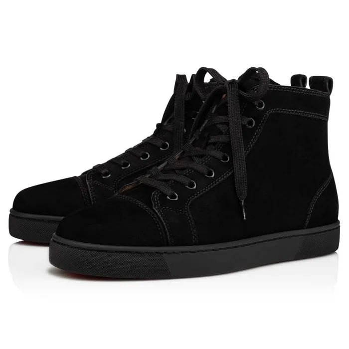 Men Louis Hightop Sneakers 8211 Veau Velours 8211 Black Christian Louboutin Sneakers