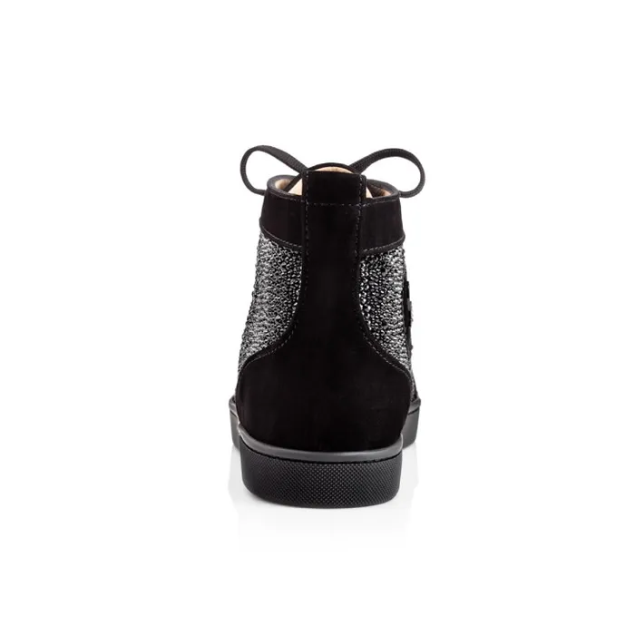 Men Louis Strass Sneakers 8211 Suede Calf And Strass 8211 Black Christian Louboutin Sneakers