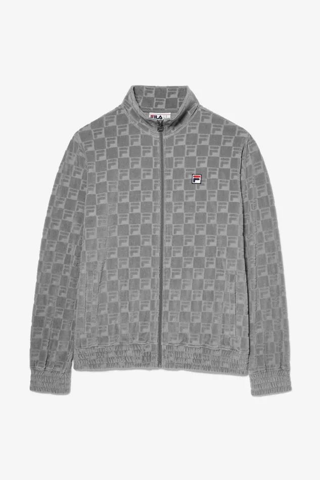 Men Matching Sets Fila Jacquard Velour Track Jacket 050 Monument