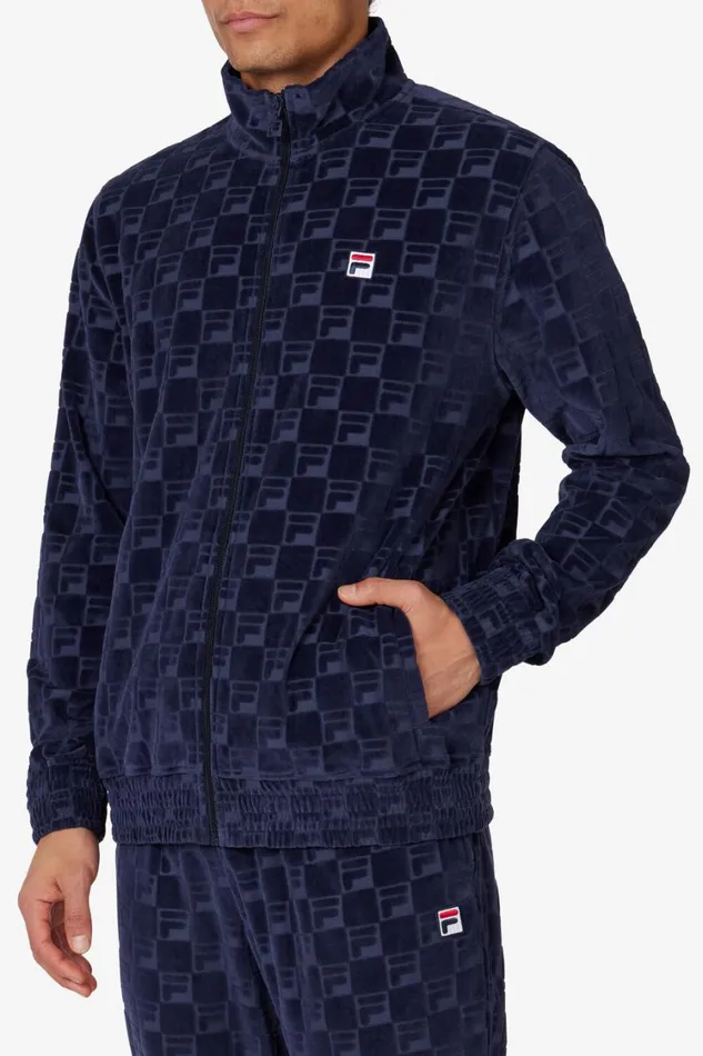Men Matching Sets Fila Jacquard Velour Track Jacket 400 Fila Navy