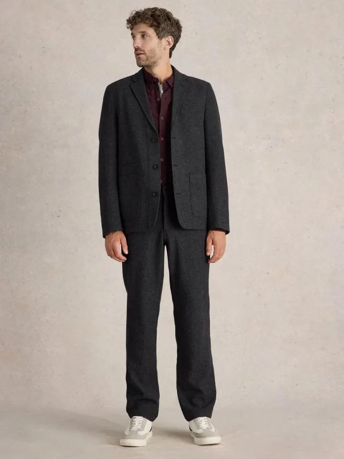 Men McKay Wool Blazer Charcoal Grey White Stuff Blazers