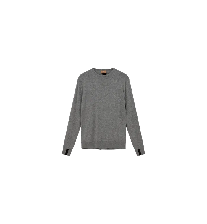 Men MMGAdam Supima ONeck Knit Grey Melange Knits MOS MOSH