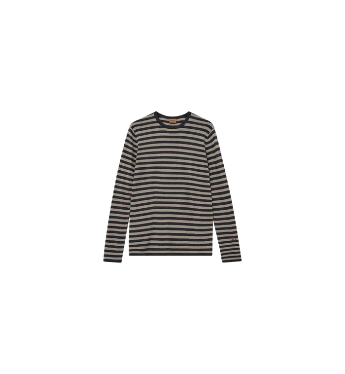 Men MOS MOSH MMGAdam Soft Stripe Knit Charcoal Melange Stripe Knits Men MOS MOSH MMGAdam Soft Stripe Knit Charcoal Melange Stripe Knits