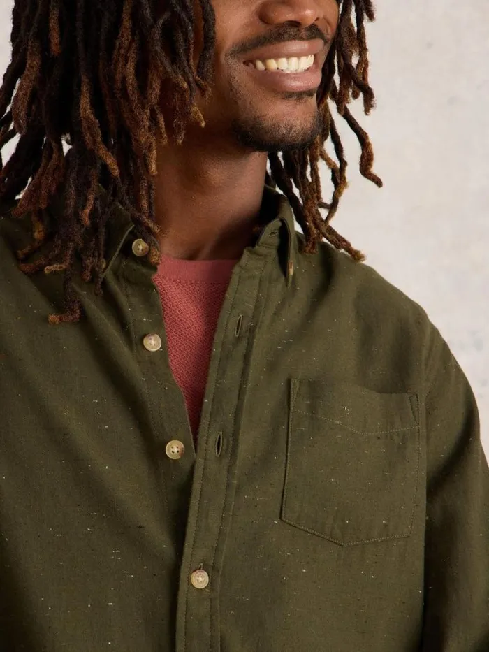 Men Nep Oxford Shirt Khaki Green White Stuff Shirts Men Nep Oxford Shirt Khaki Green White Stuff Shirts