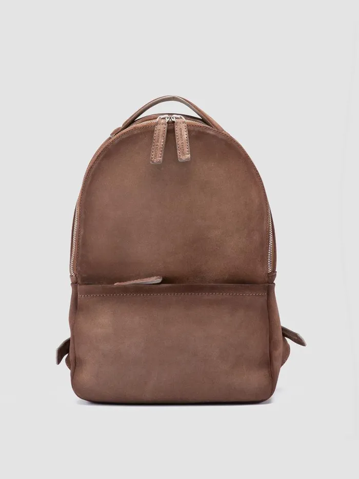 Men Officine Creative Accessories QUENTIN 020 Brown Suede Backpack