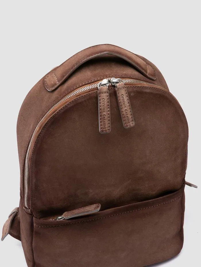 Men Officine Creative Accessories QUENTIN 020 Brown Suede Backpack Men Officine Creative Accessories QUENTIN 020 Brown Suede Backpack