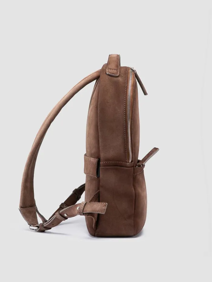 Men Officine Creative Accessories QUENTIN 020 Brown Suede Backpack Men Officine Creative Accessories QUENTIN 020 Brown Suede Backpack