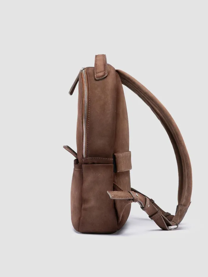 Men Officine Creative Accessories QUENTIN 020 Brown Suede Backpack Men Officine Creative Accessories QUENTIN 020 Brown Suede Backpack